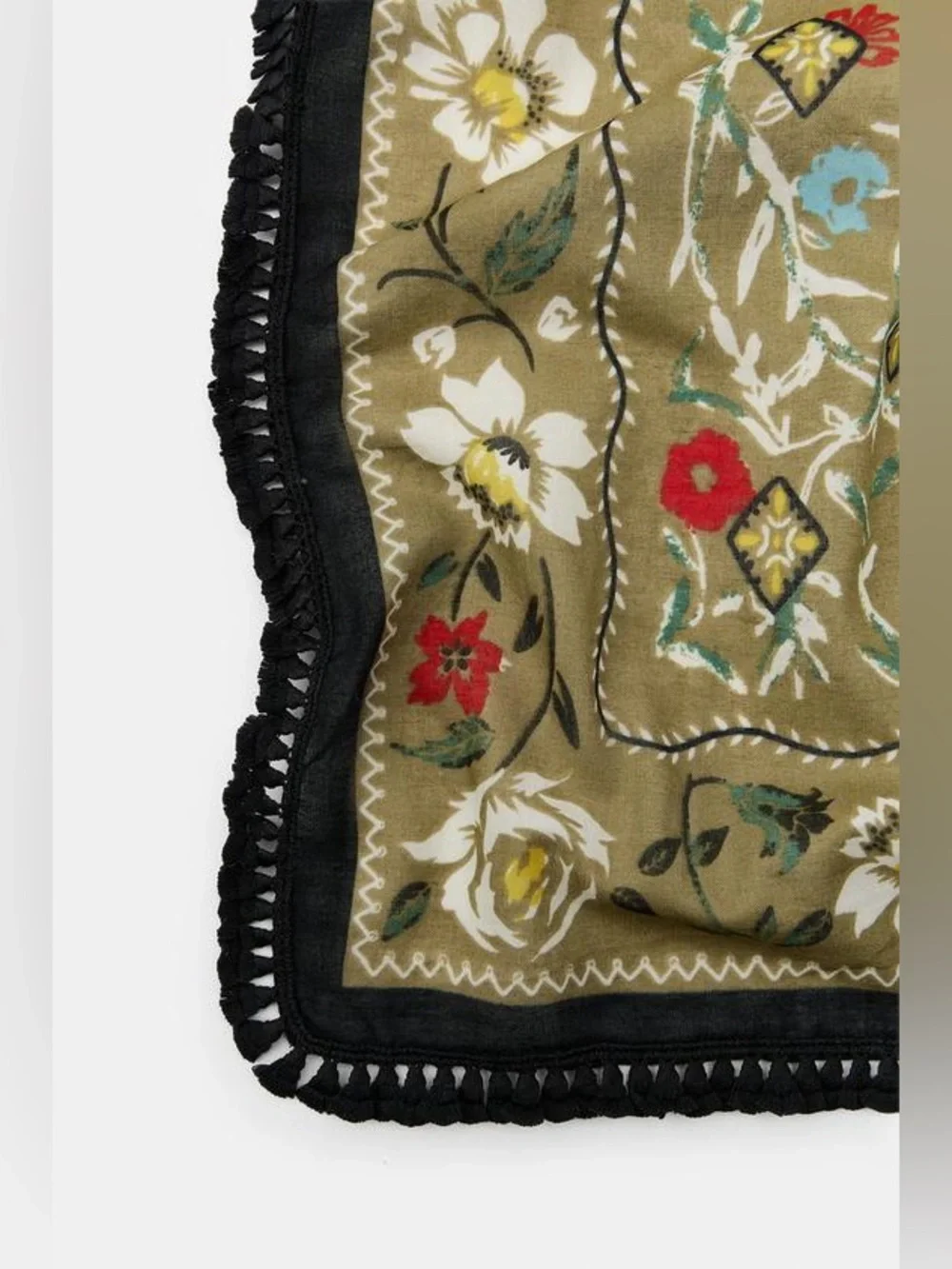 Zara Womens Collection Fringed Floral Print Scarf